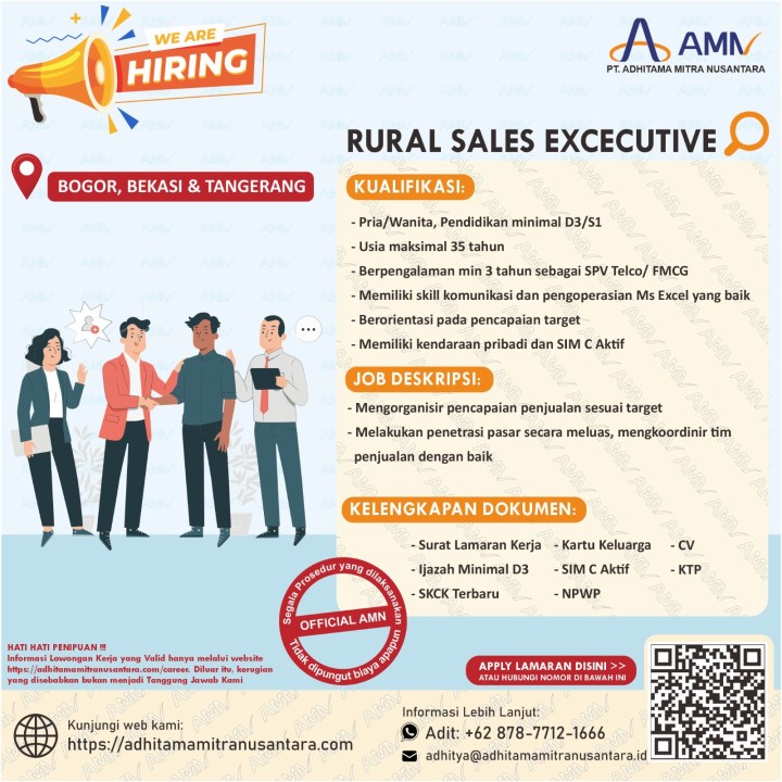 Rural Sales Excecutive (Bogot, Bekasi & Tangerang)