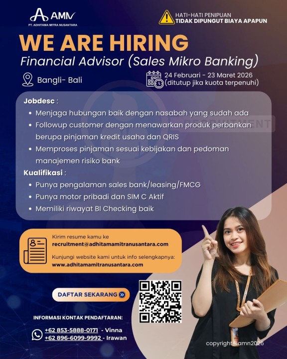 Financial Advisor (Sales Mikro Banking) - Bangli Bali