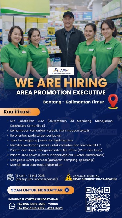 Area Promotion Executive Bontang