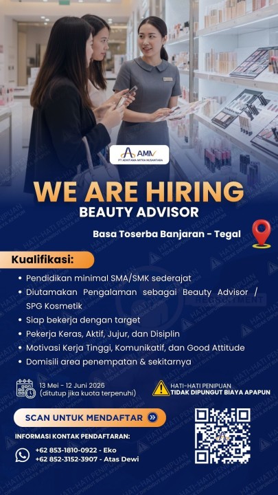 Beauty Advisor (BA) - Tegal