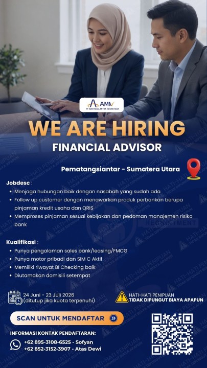 Financial Advisor (Sales Mikro Banking) - Pematangsiantar