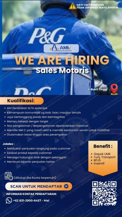 Sales Motoris area Bukit Tinggi